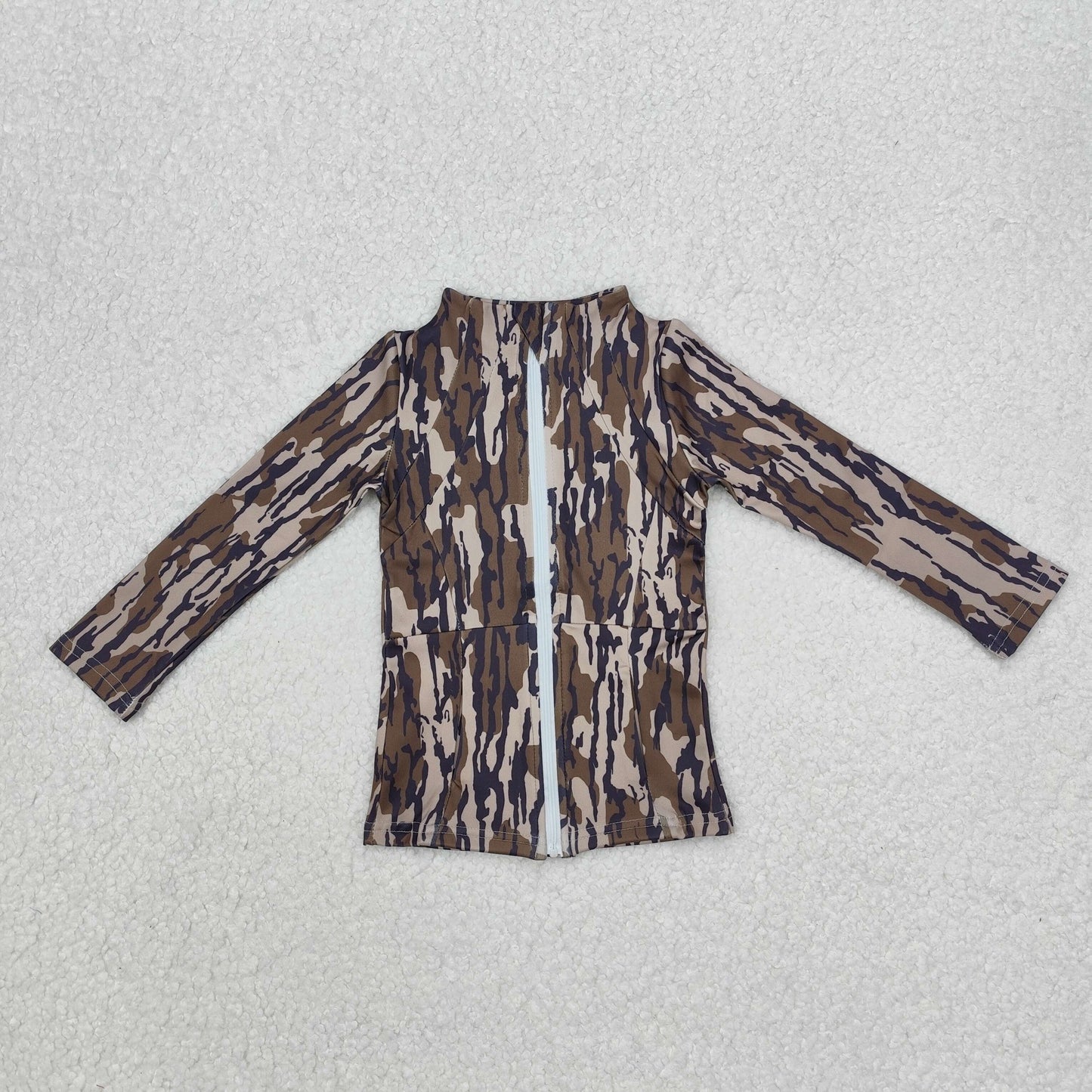 GT0850 Baby Girls Southern Olive Camo Long Sleeve Pockets Zip Yoga Active Jackets Top