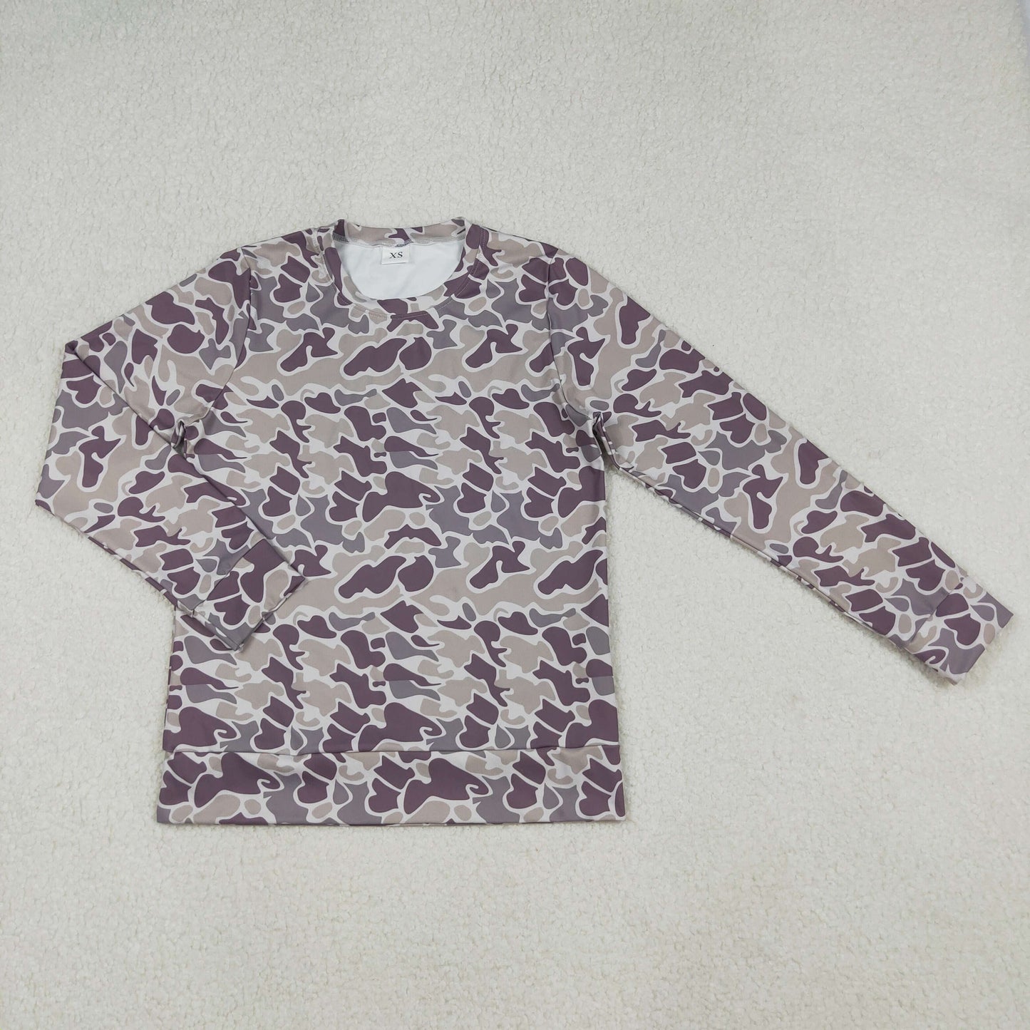 GT1124 Adult Women Lavender Camo Long Sleeve Yoga Active T-shirts Top