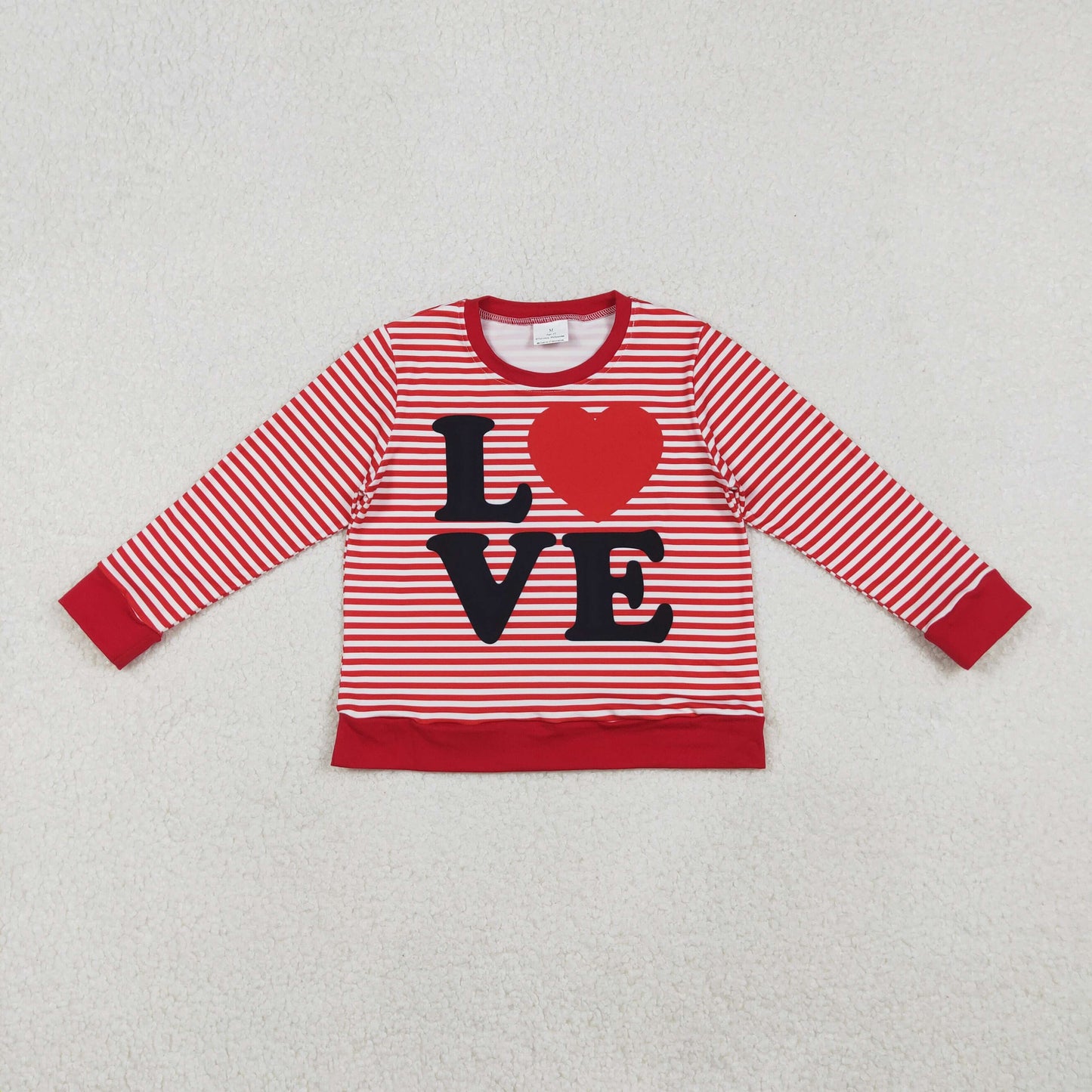GT1235 Baby Girls Red Stripe Loves Valentine T-shirts Top
