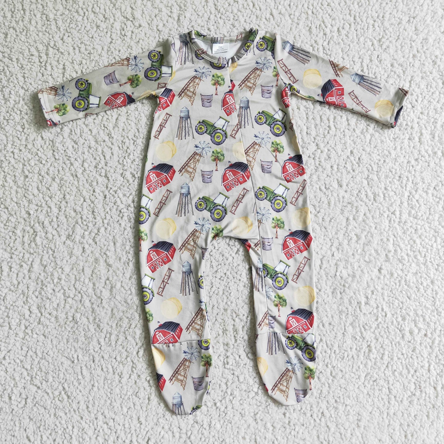 Sibling Promotion Baby Girls Boys Western Cow Footie Zip Rompers