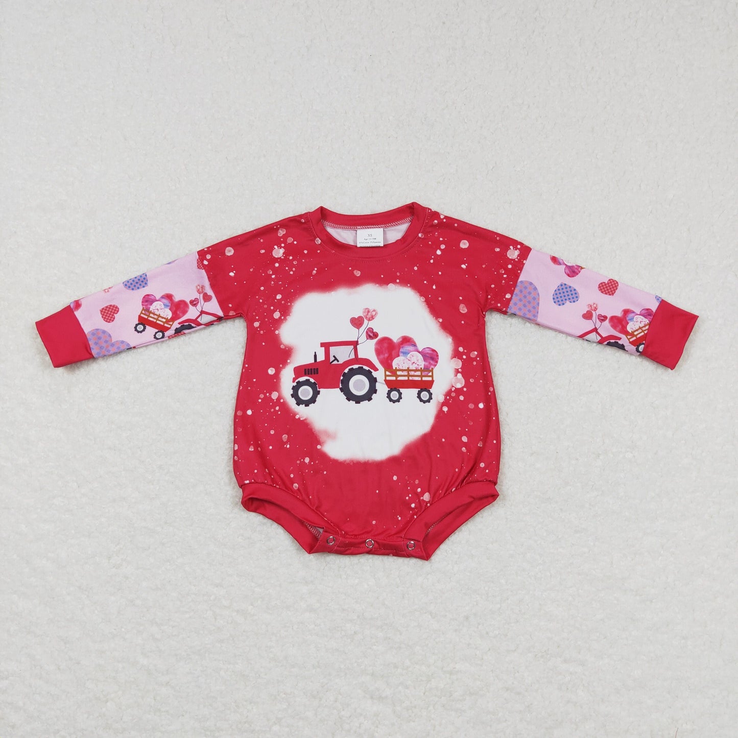 Sibling Baby Kids Hearts Trucks Top Bell Bottom Pants Valentine Pajamas Clothes Sets Rompers