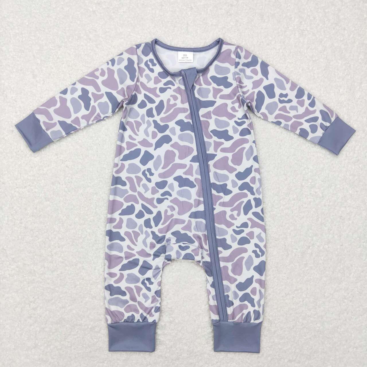 LR0819 baby boy camouflage zipper long sleeve romper