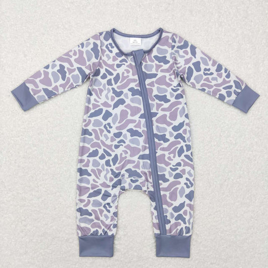 LR0819  baby boy camouflage zipper long sleeve romper
