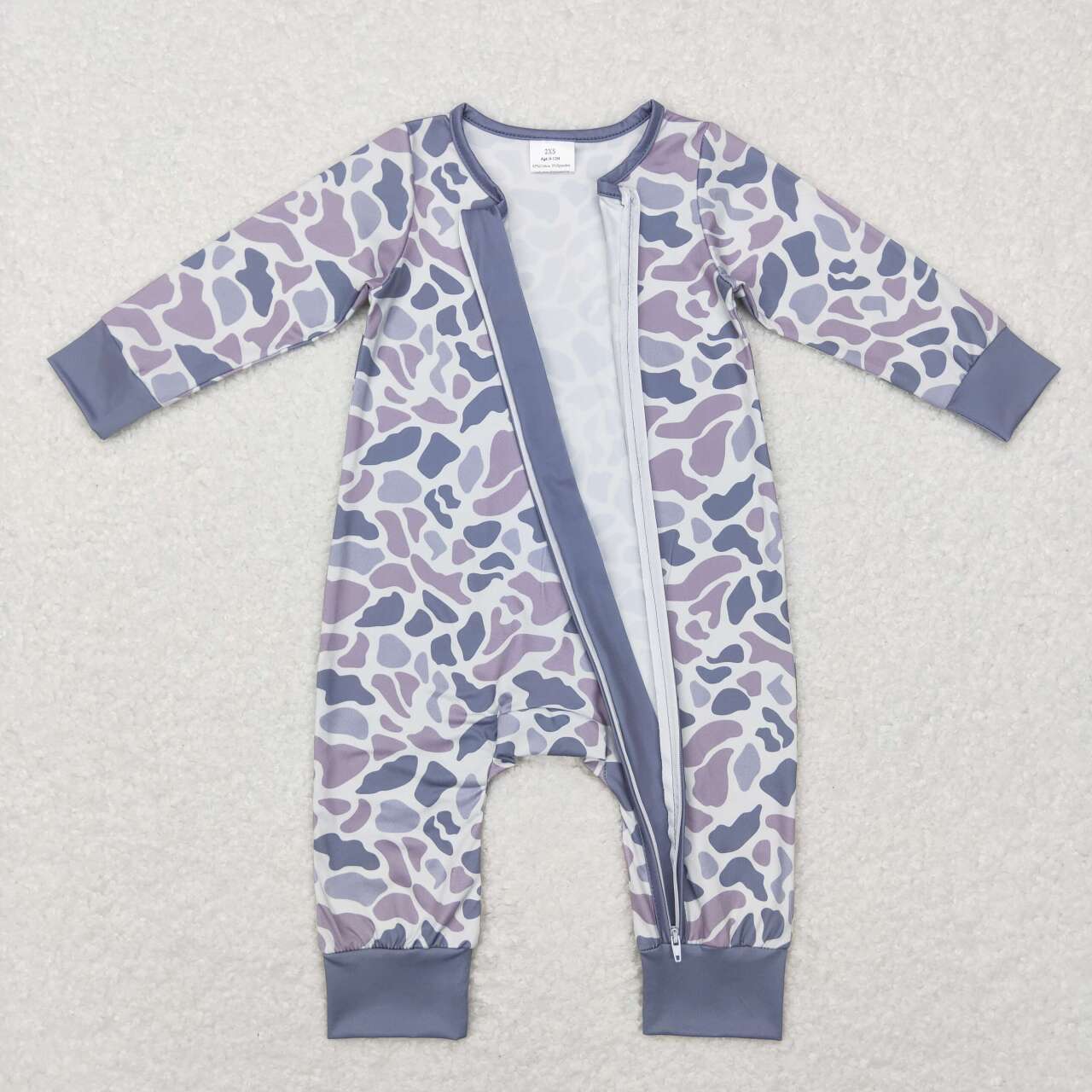 LR0819 baby boy camouflage zipper long sleeve romper
