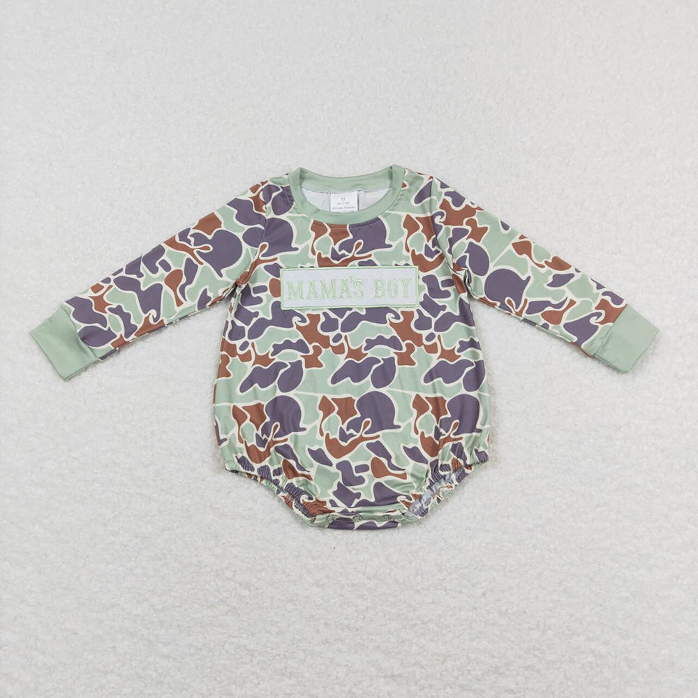 LR0829 baby boy mommy boy camo long sleeve romper