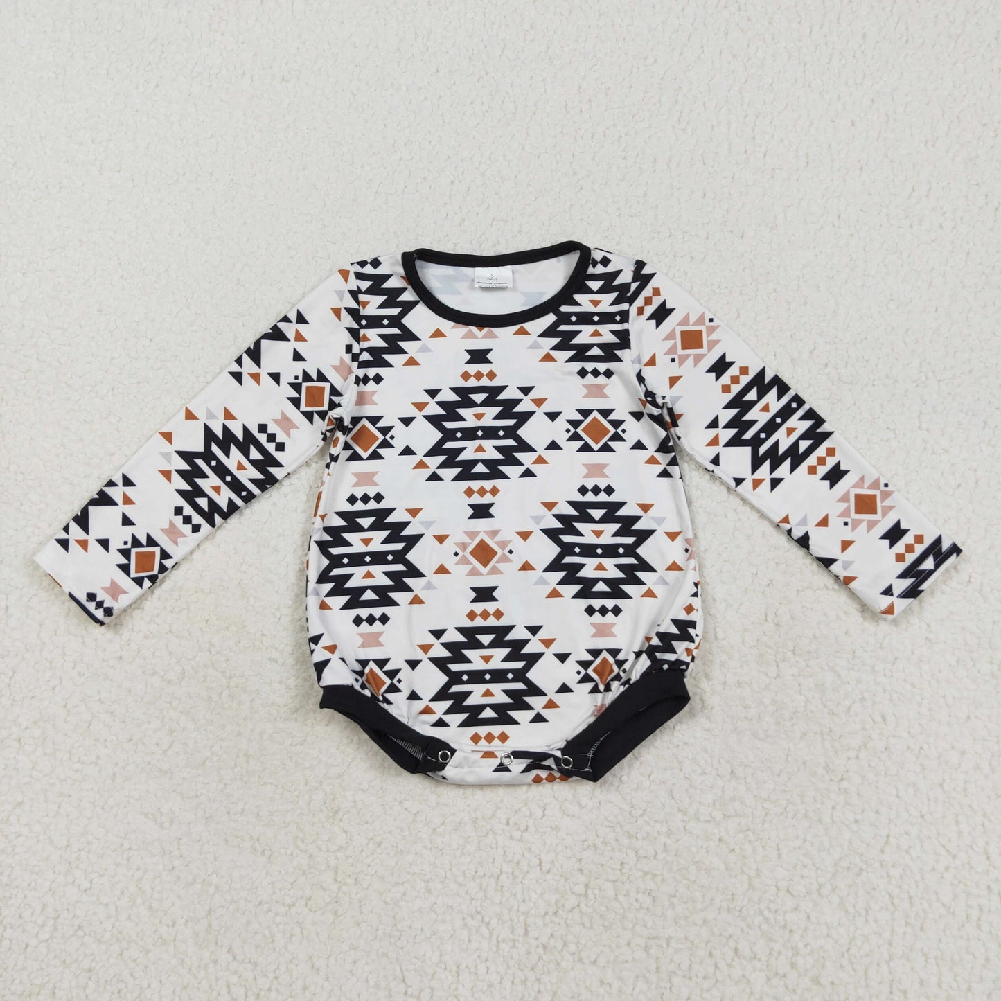 LR1822 Baby Bows Long Sleeve Aztec Western Rompers