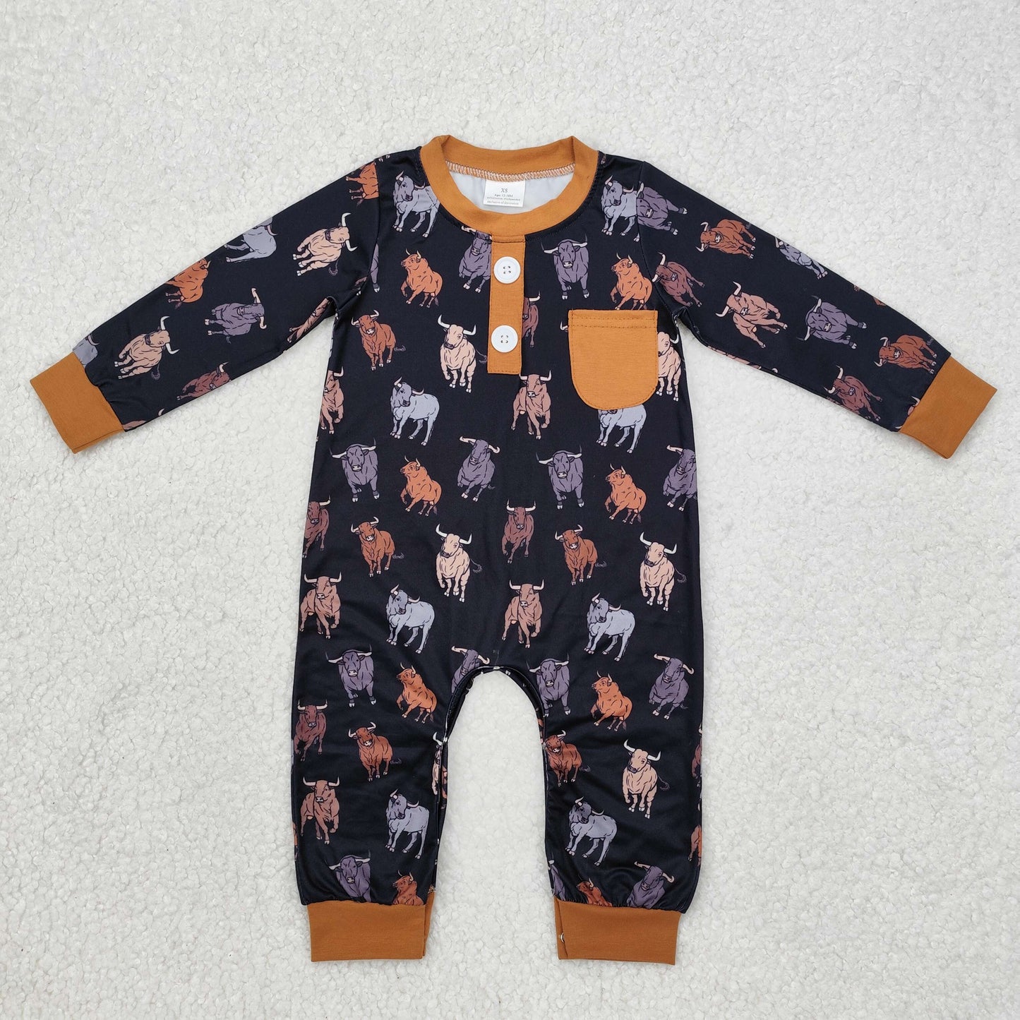 Sibling Baby Boys Long Sleeve Horse Rodeos Cows Western Rompers