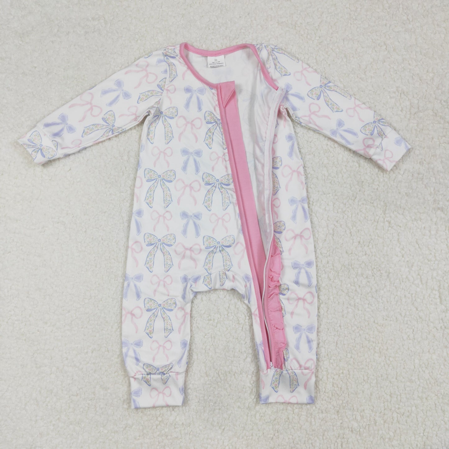 Sibling Baby Girls Floral Bows Plaid Ruffle Zipper Footie Rompers Blankets