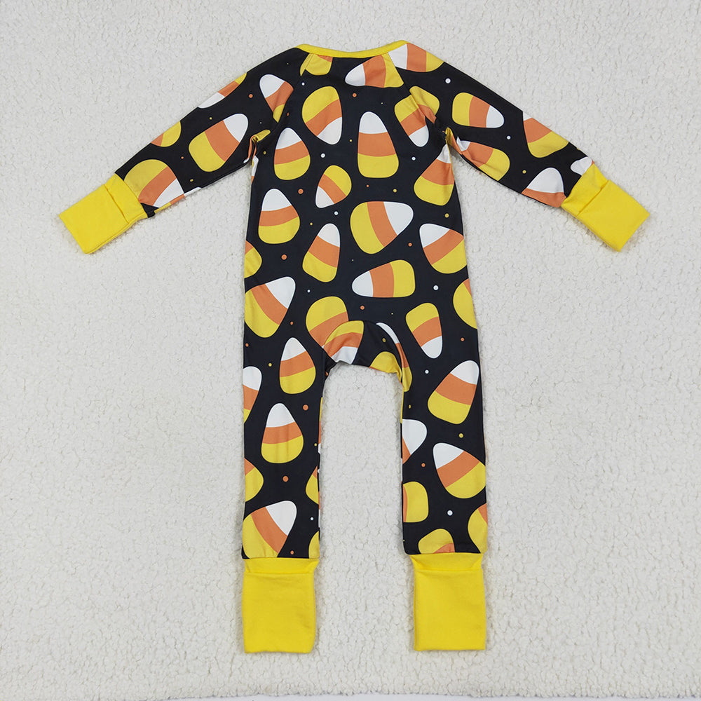LR2198 baby Boys Halloween candy footie zip rompers