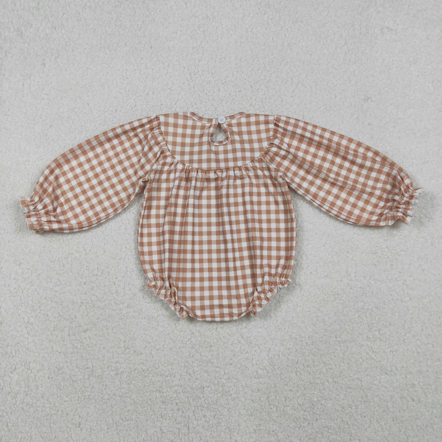 LR2205 Smocked Baby Girls Thanksgiving Turkey Leaves Ruffle Rompers