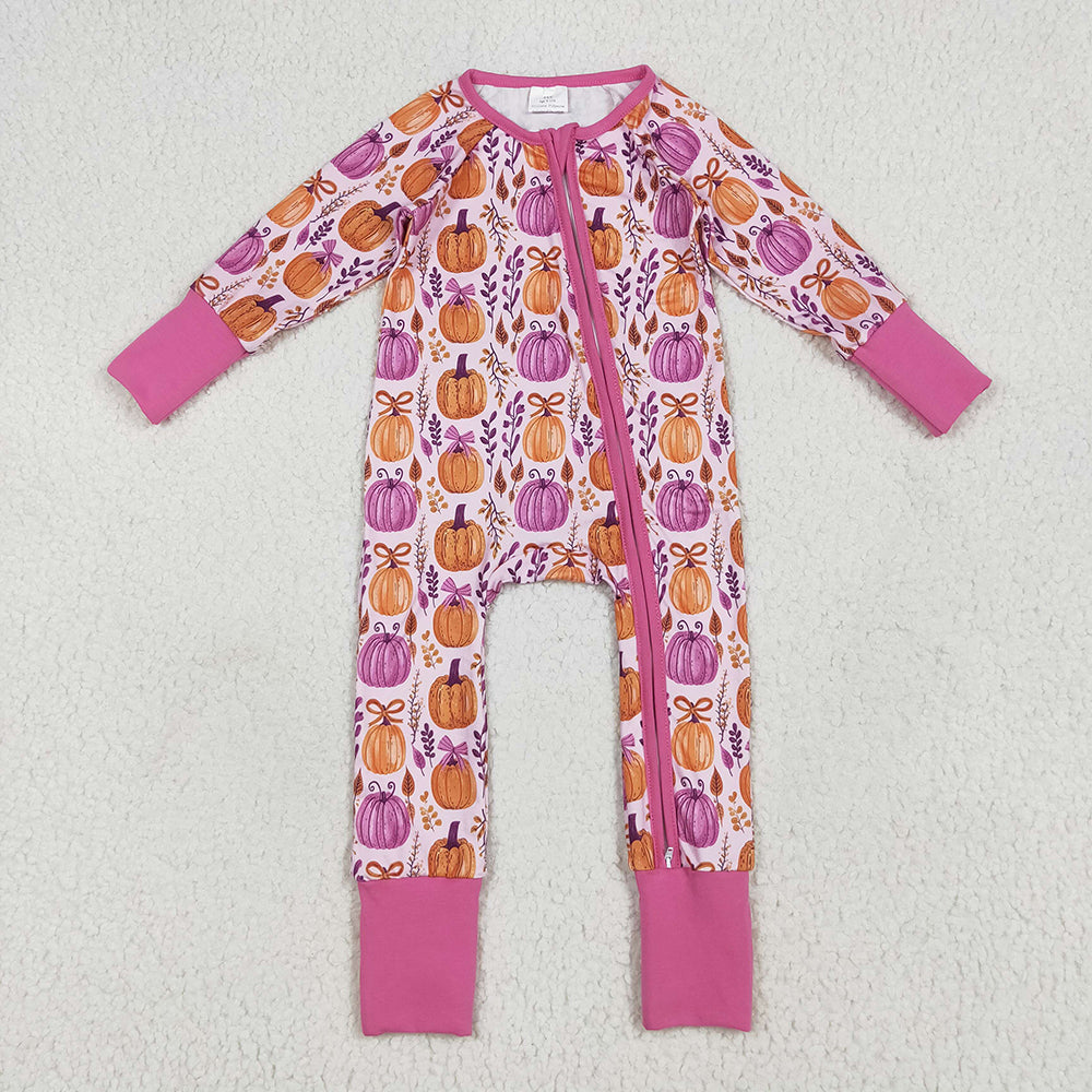 Sibling Baby Girls Floral Pumpkins Rompers Pajamas Clothes Sets