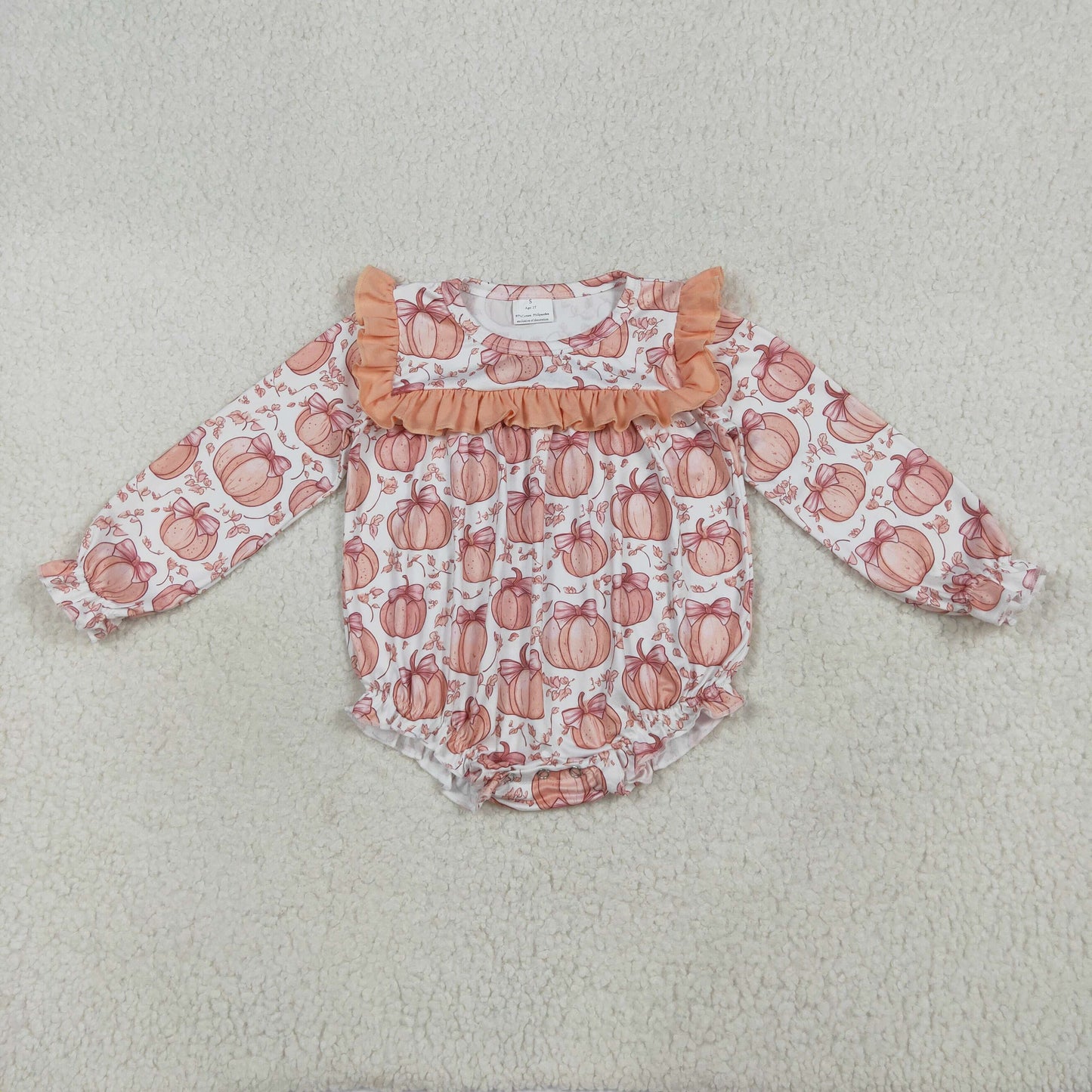 Sibling Baby Girls Fall Bow Pumpkins Rompers Outfits Clothes Sets