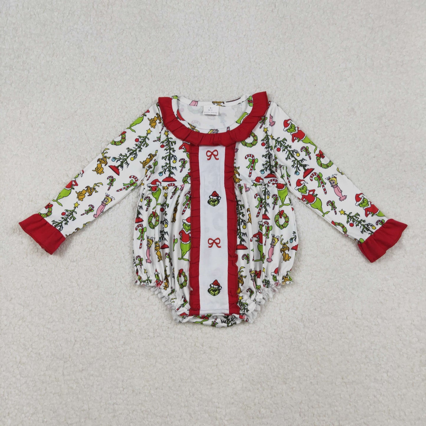Sibling Embroidery Grin Bows Baby Girls Tunic Ruffle Pant Christmas Clothes Sets Ruffle Rompers
