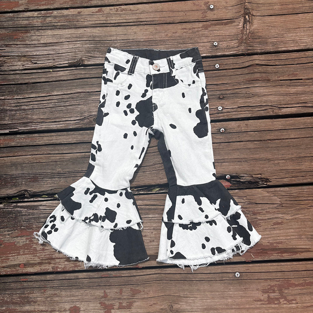 Baby girls western double ruffle jeans