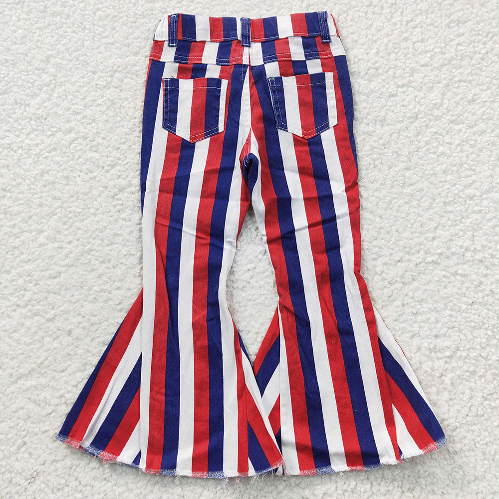 Sibling Baby Girls 4th Of July Stripe Denim Jeans Shorts