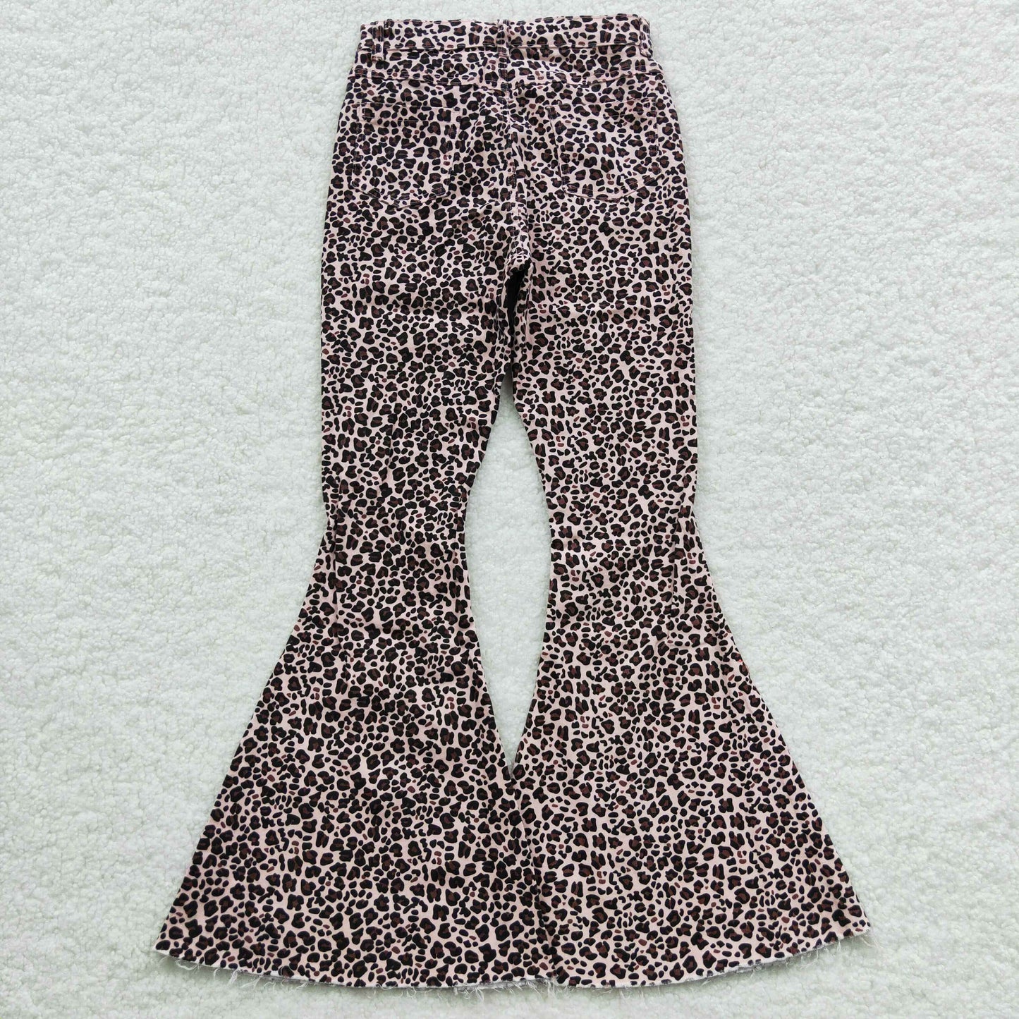 Adult Leopard Bell Bottoms Denim Jeans P0117
