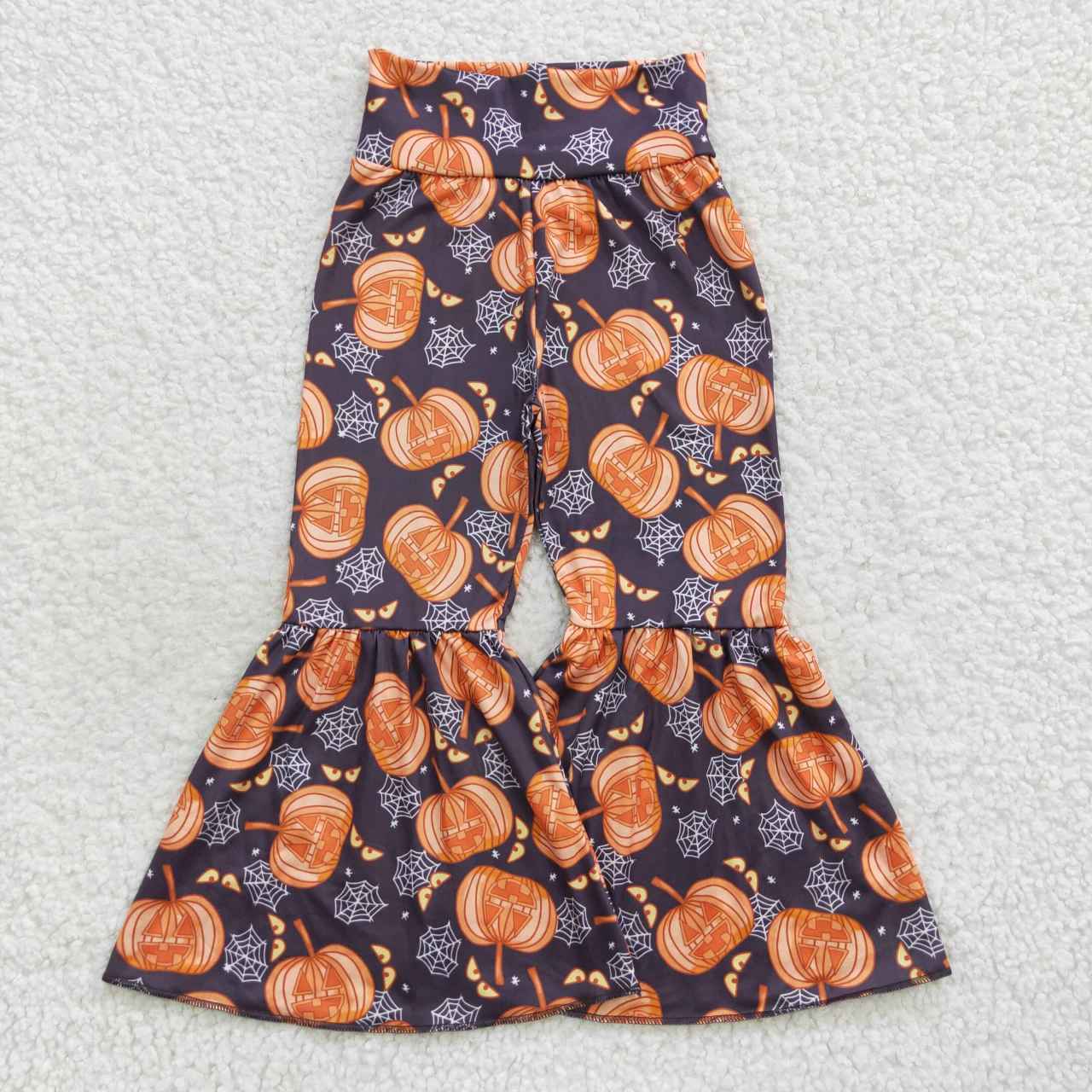 Sibling Baby Girls Thanksgiving Fall Flowers Pumpkins Bell Bottom Pants