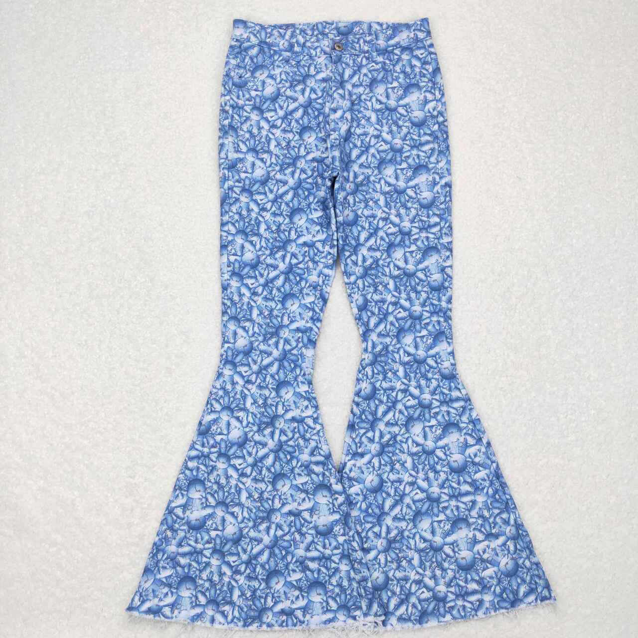 P0297 adult women floral pattern blue jeans
