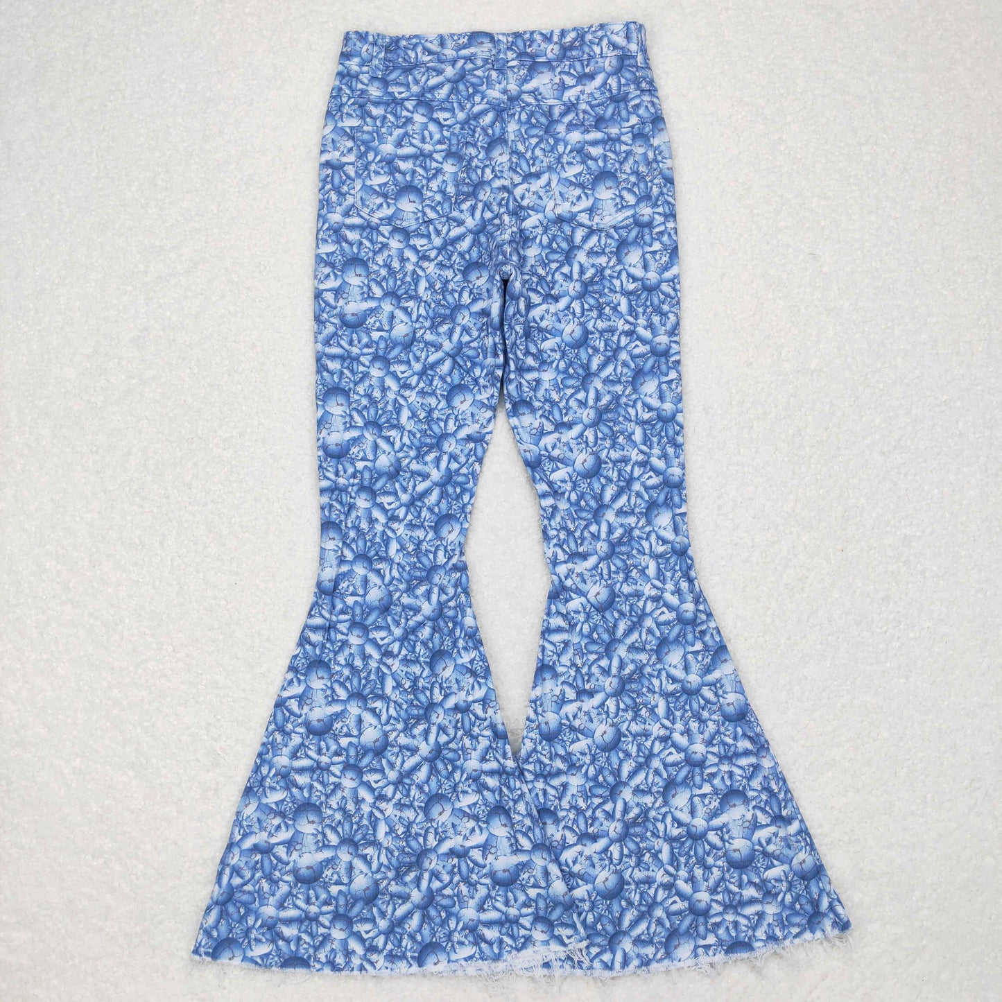 P0297 adult women floral pattern blue jeans
