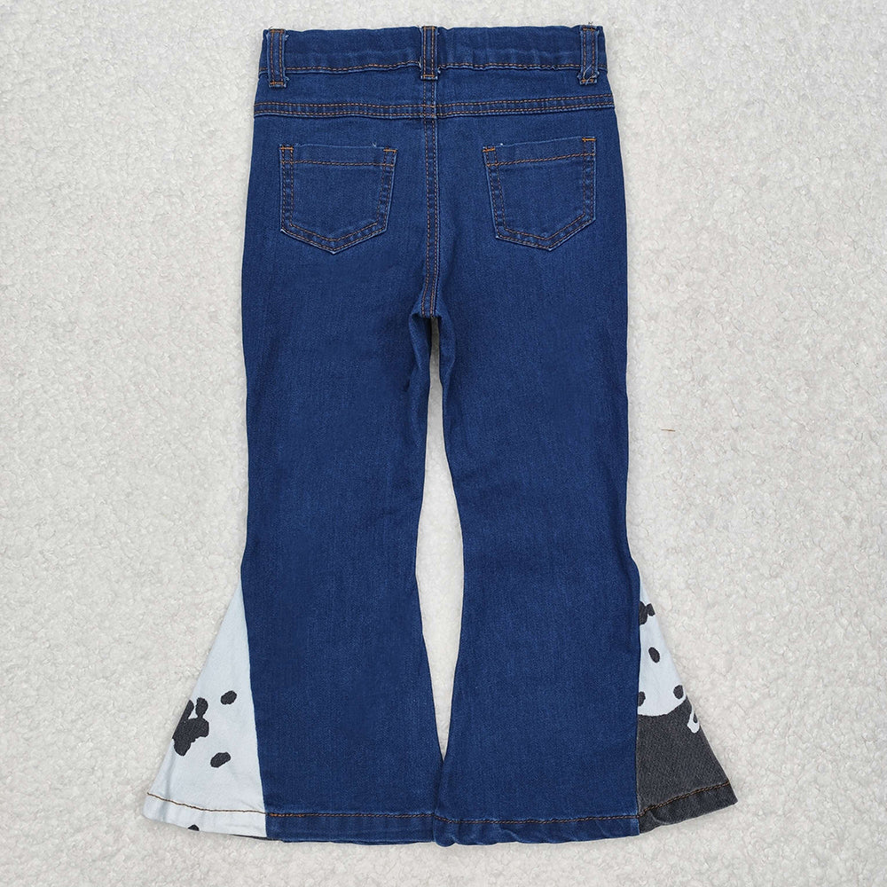 P0304 baby girl clothes navy cowhide bell bottom jeans