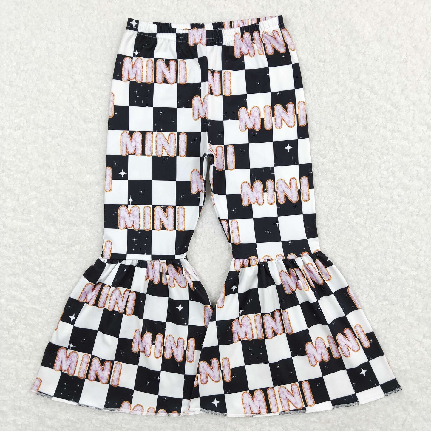 P0345 baby girl clothes balck plain bell bottom pant