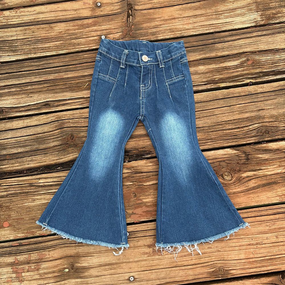 Western Wild Baby Girls Cowgirls Bell Bottom Pants Jeans