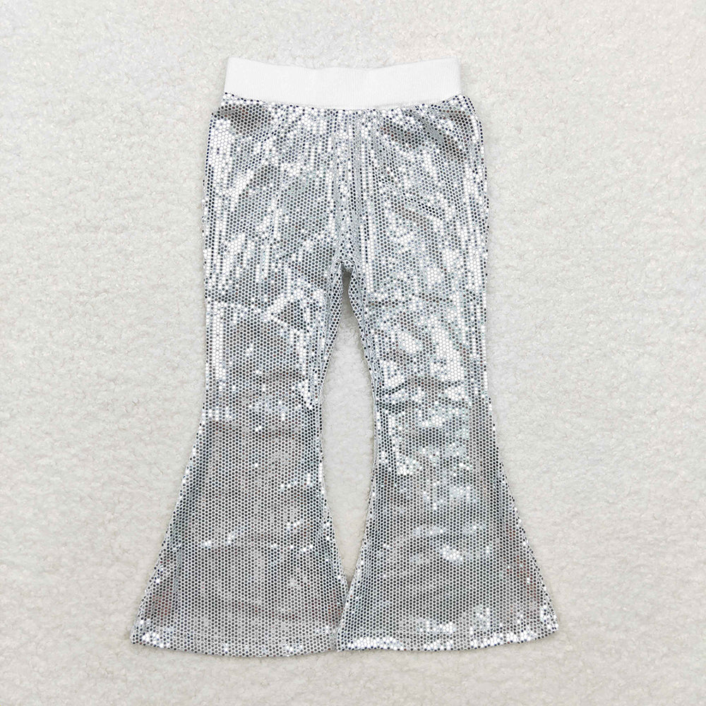Baby girls silver sequin bell bottom pants P0496