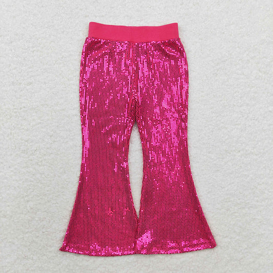 Baby girls hotpink sequin bell bottom pants P0499