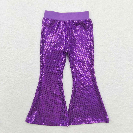 Baby girls purple sequin bell bottom pants P0500