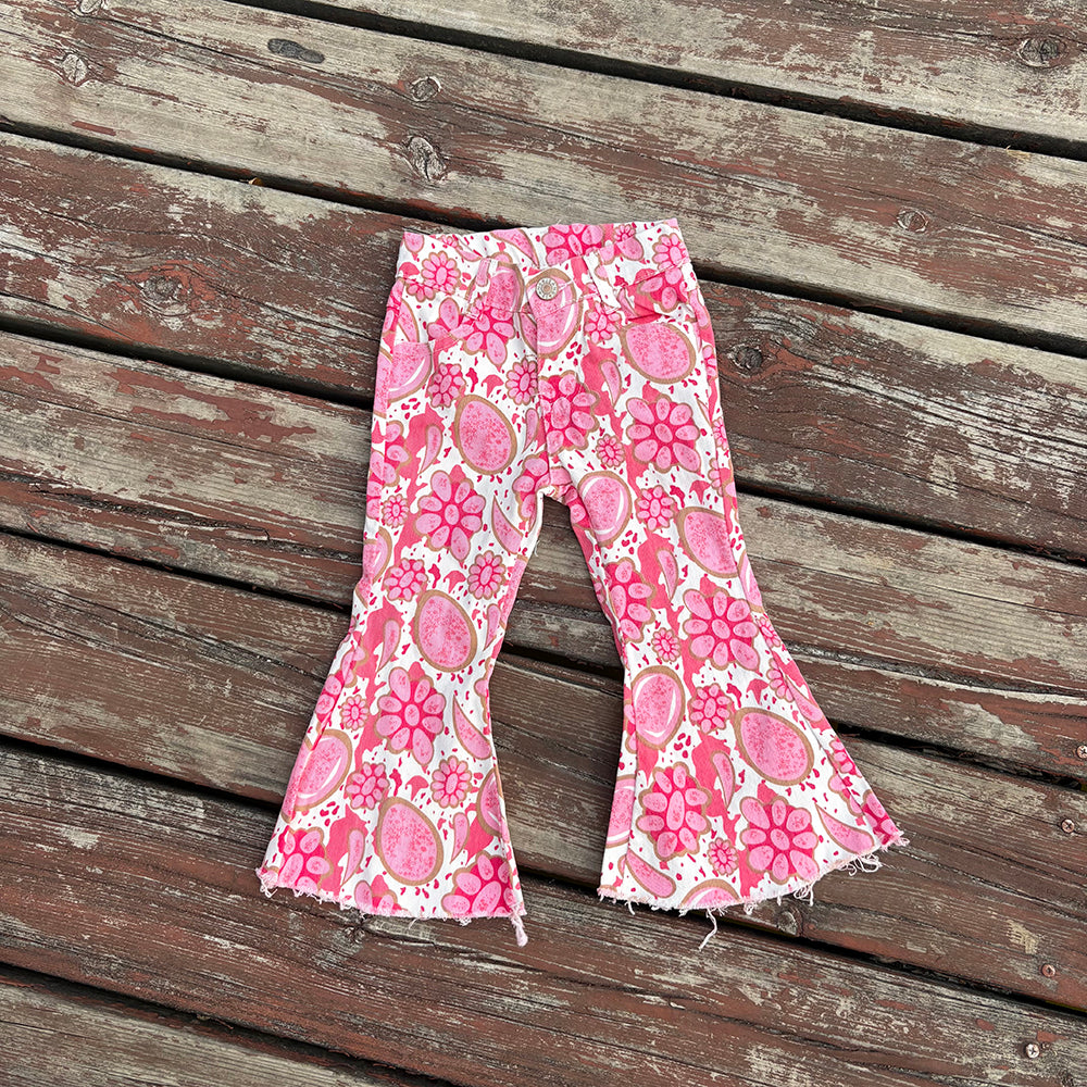 Western Cowgirls Pink Diamond Bell Bottom Pants Jeans P0735