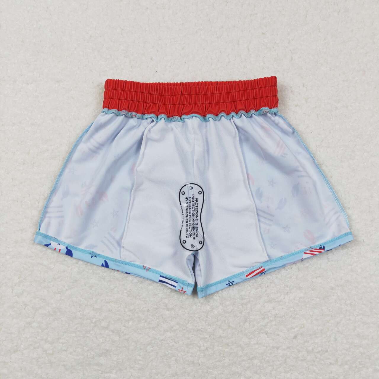 S0187 boys crab pentagram lace blue summer swimming trunks