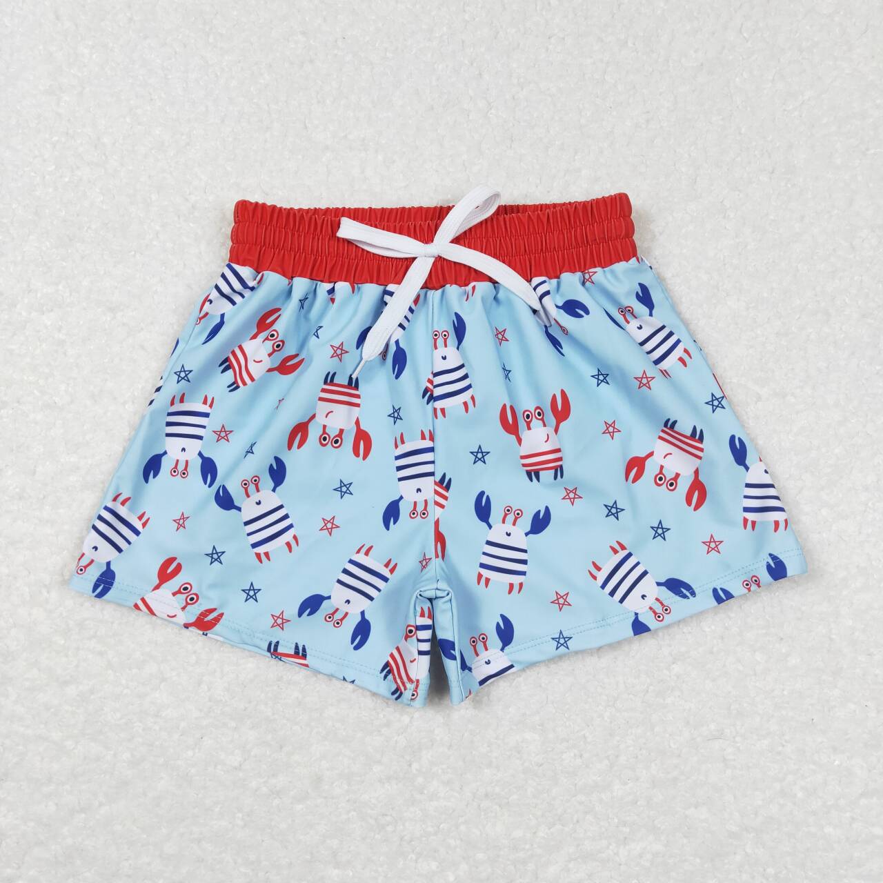 S0187 boys crab pentagram lace blue summer swimming trunks