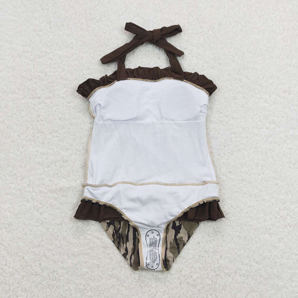 girls bottomland green camo swimwear S0192