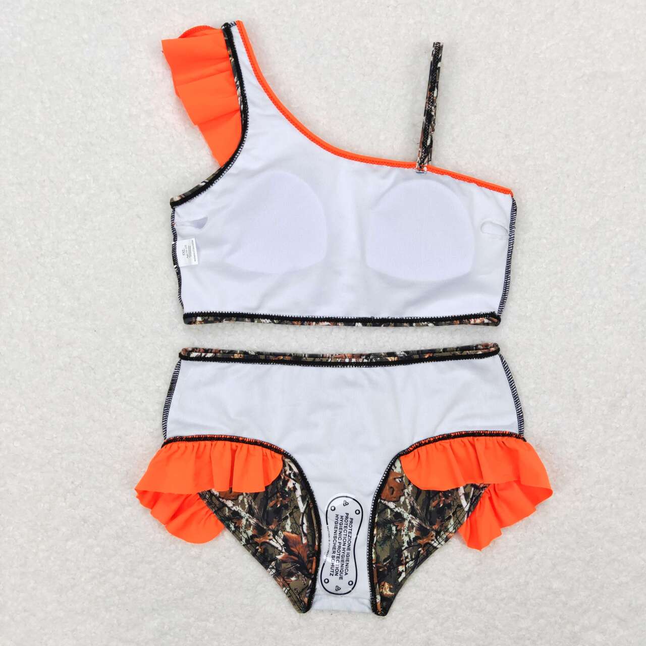 S0197 baby girl clothes Hunting Orange Girl Swimsuit Set