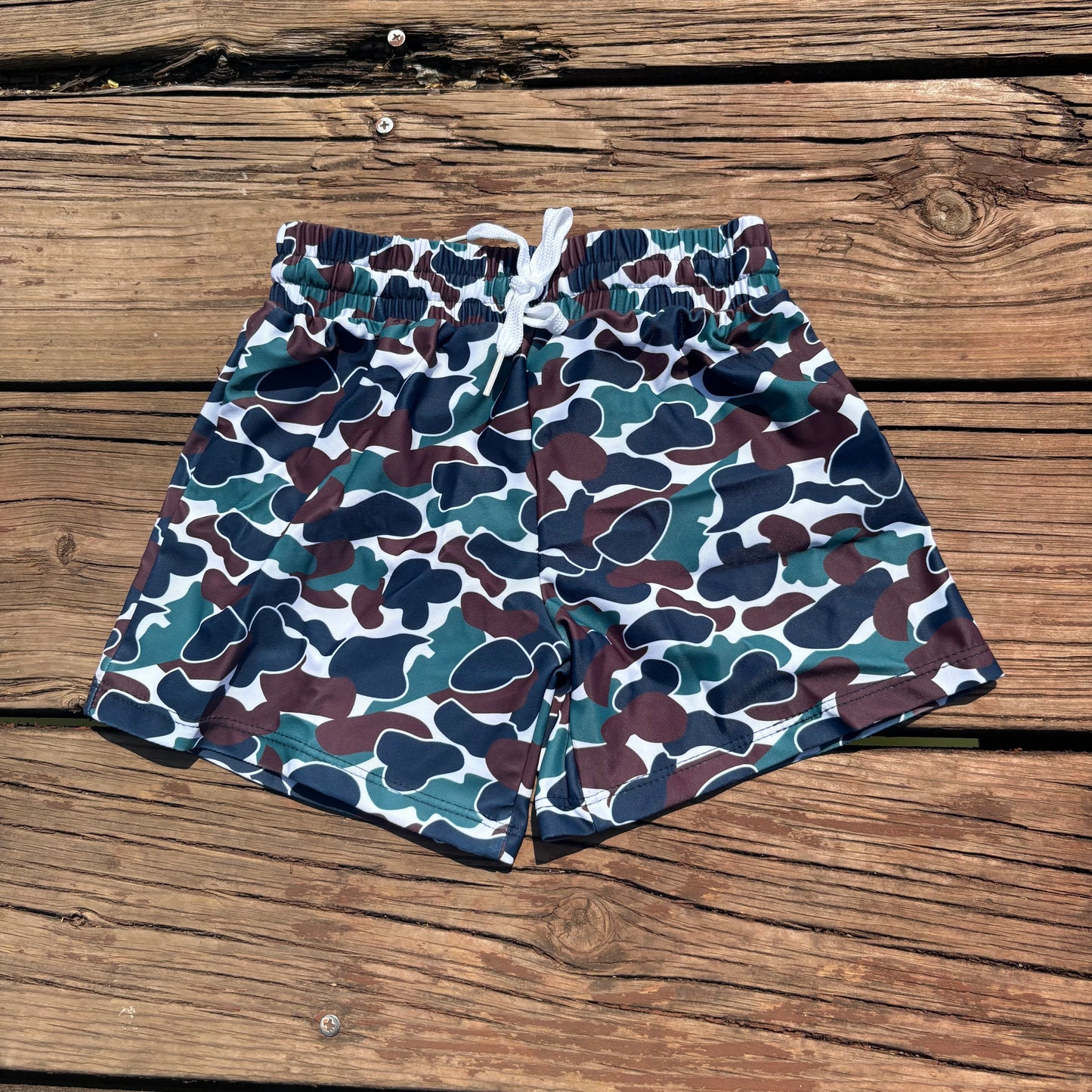 S0218 boys green camouflage summer swim shorts