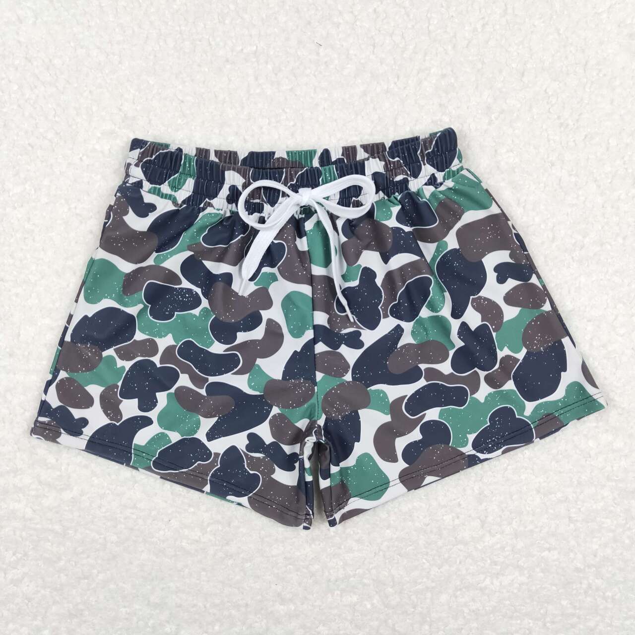 S0218 boys green camouflage summer swim shorts