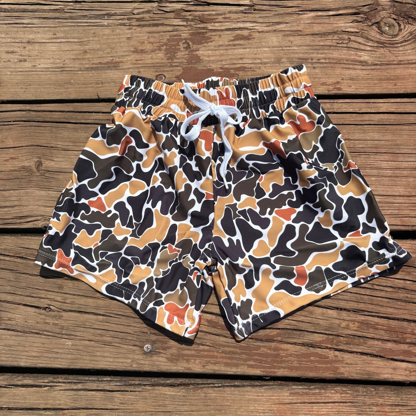 S0235 boys brown camouflage summer swim shorts trunks