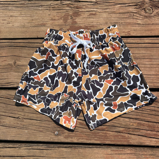 S0235  boys brown camouflage summer swim shorts trunks