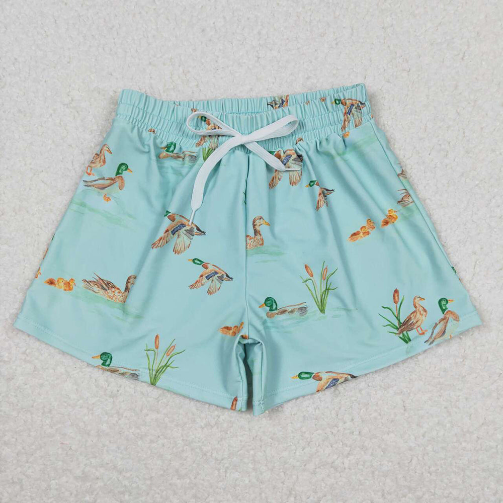 S0266 boys blue mallard ducks summer swim shorts