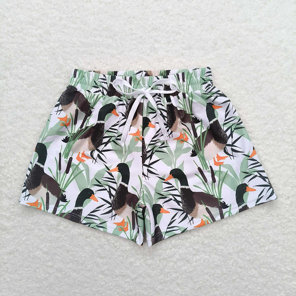 S0267 Baby boys blue mallard ducks summer swim shorts