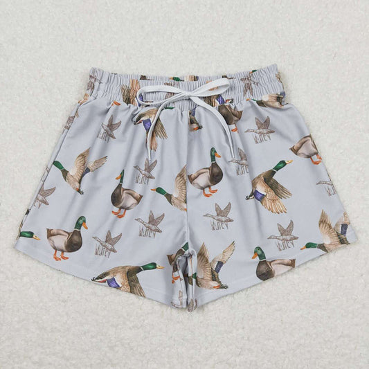 S0268 Baby boys grey mallard ducks summer swim shorts