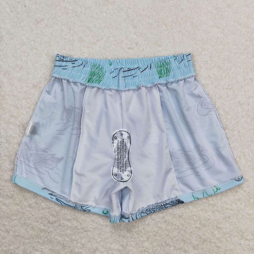 S0361 Baby boys blue water mallard ducks summer swim shorts