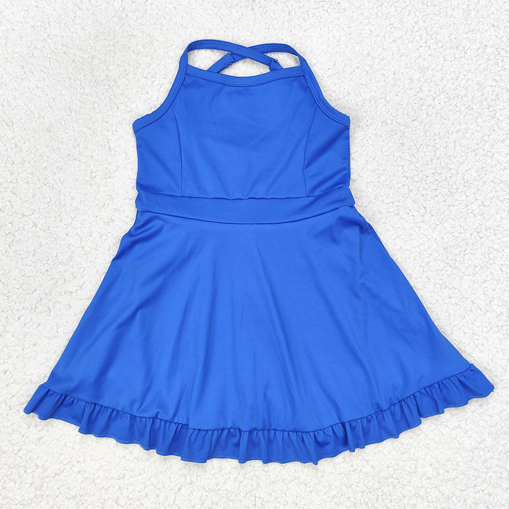 S0445 baby girl clothes royal blue girl summer athletic yoga wear