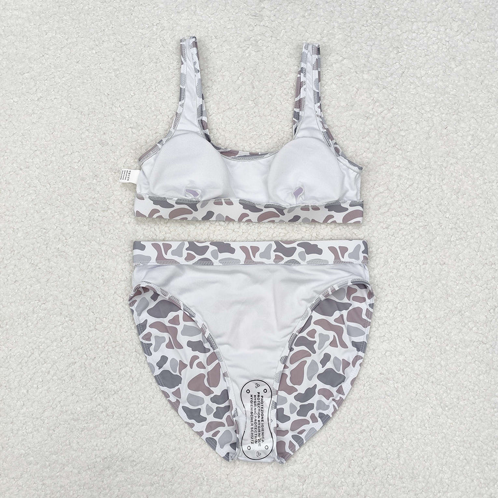 Adult Women light grey camouflage 2pcs bikini swimsuits S0459