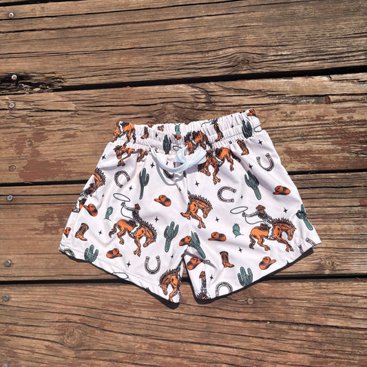 S0461 boys western rodeo horse summer swim shorts trunks