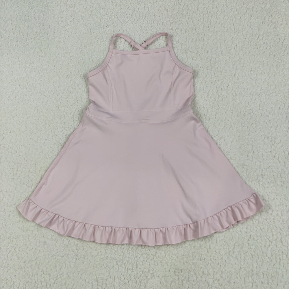 S0553 toddler girl clothes pink athletic summer yoga dresses