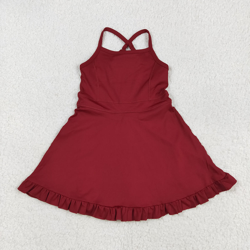 S0568 toddler girl clothes wine athletic summer yoga dresses