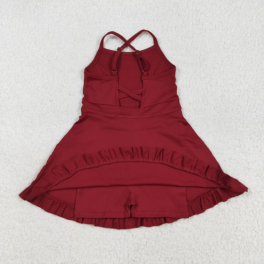 S0568 toddler girl clothes wine athletic summer yoga dresses