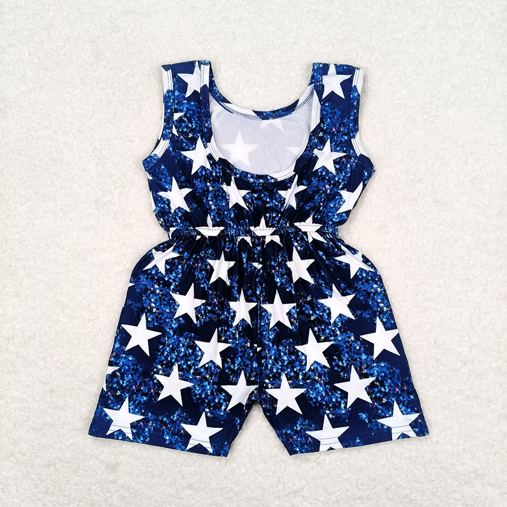 4th of July stars pockets sleeveless jumpsuit SR0028