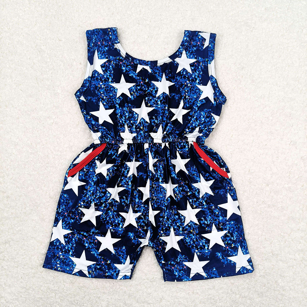 4th of July stars pockets sleeveless jumpsuit SR0028
